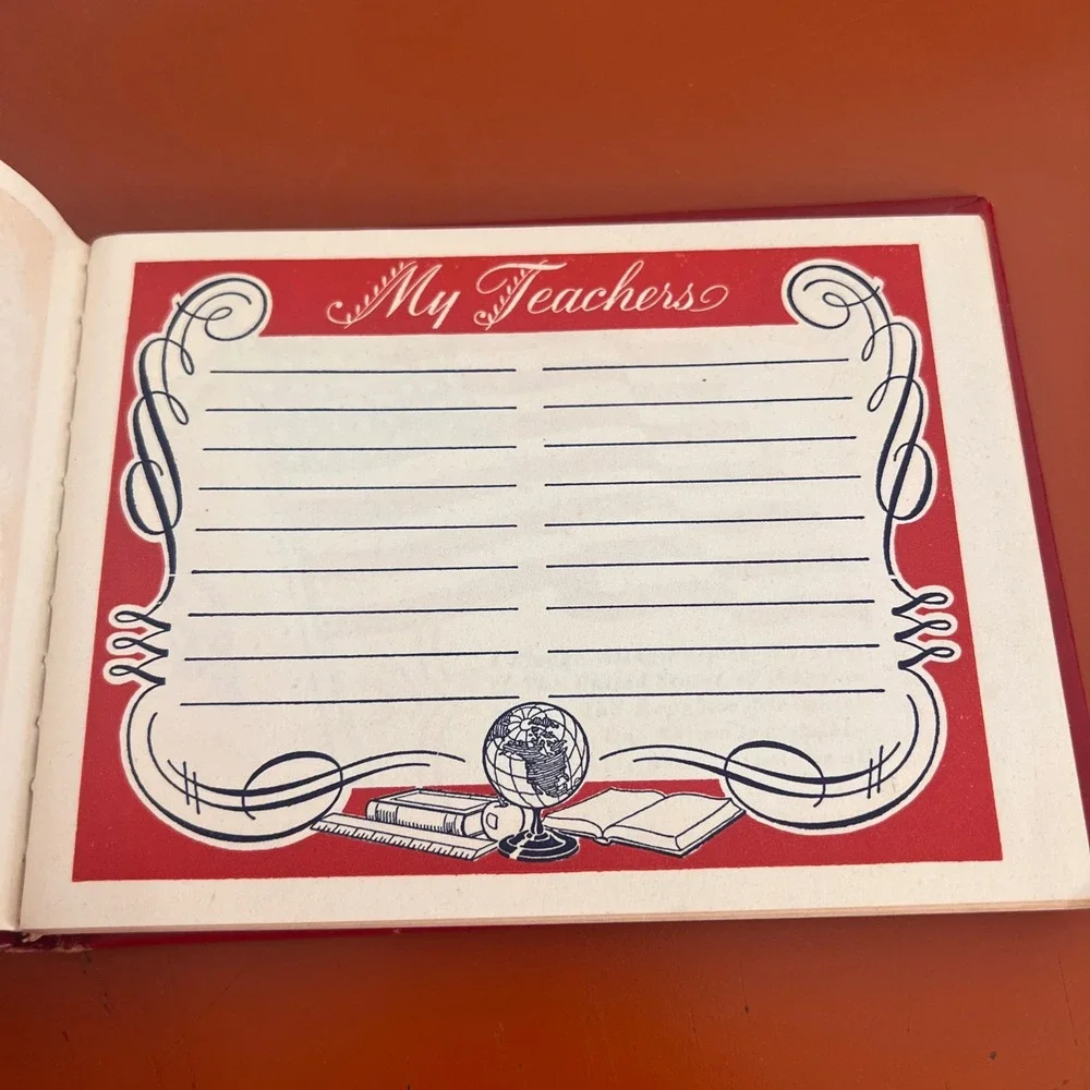 Vintage Red Autograph Book Schoolday Memories Unused Mid Century School Keepsake